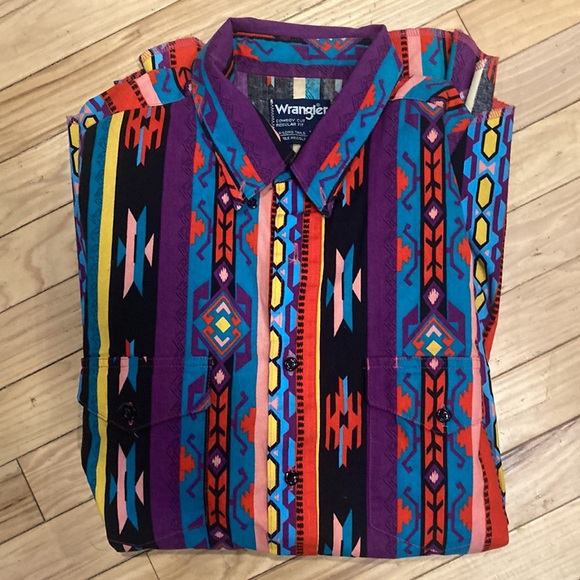 Wrangler Other - Men’s XL Wrangler Cowboy cut - reg fit FUNKY button down long sleeve shirt